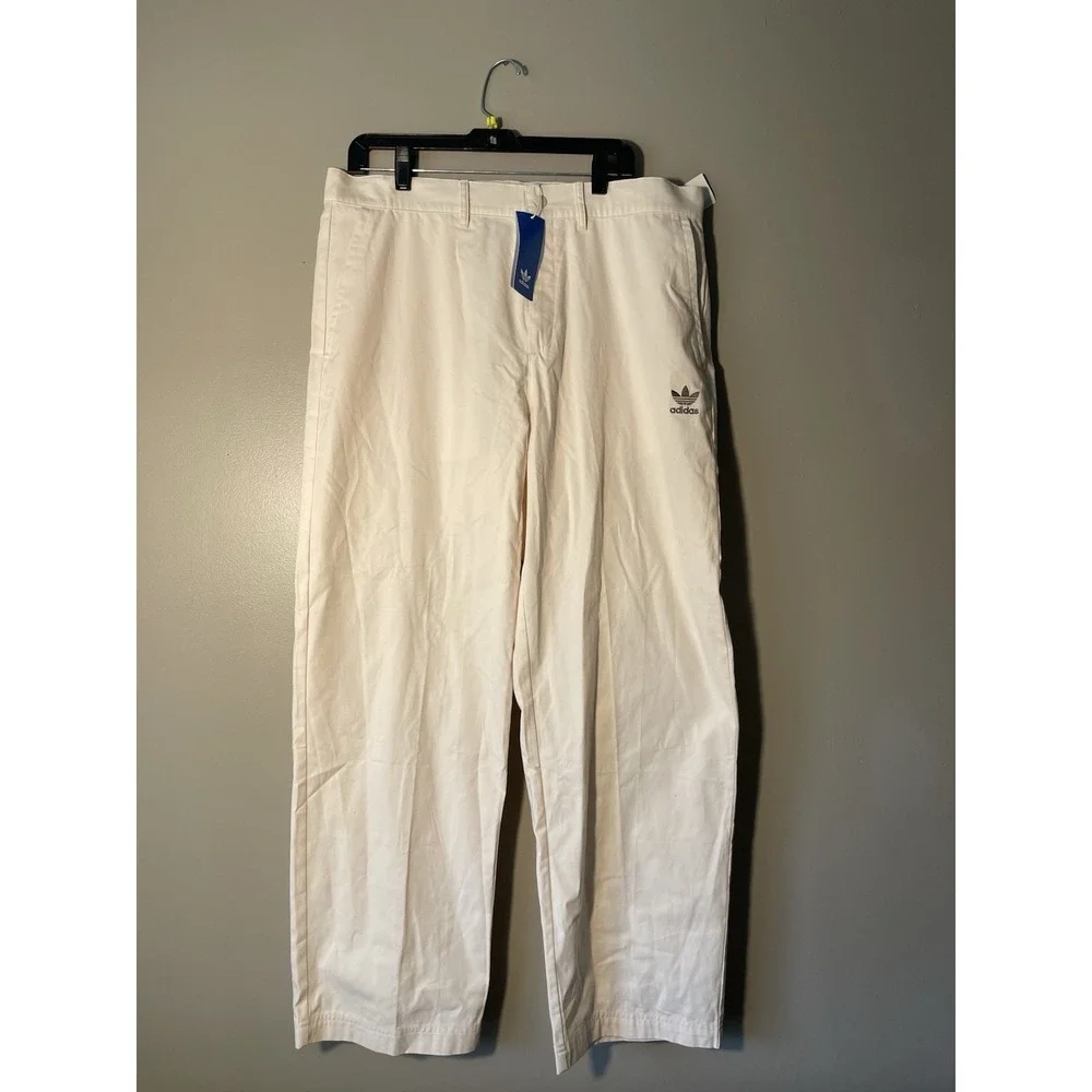 Adidas Men's Trefoil Essentials Chino Pants Size 36 White NWT
